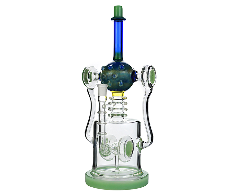 KR294 Big Base Recycler Bongs with Smoked Silver Colors