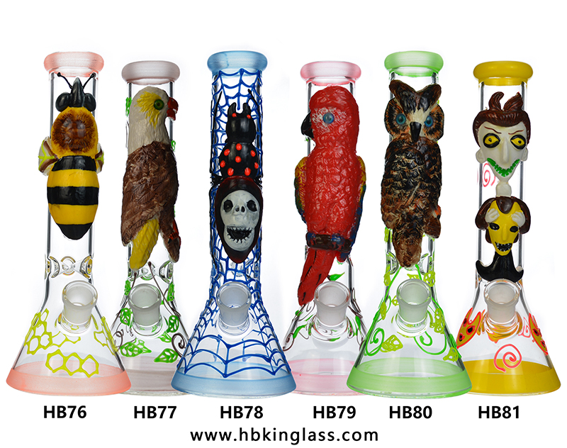 glow in the dark 3d beaker base bongs 10inch small bongs hb76-hb81