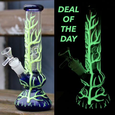 WP11 Glass Bong Glow In the Dark Gourd Beaker Bongs with Arm Tree Percolation 1 夜光树