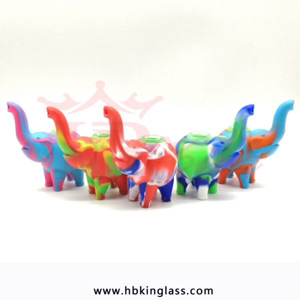 HB61 Elephant Silicon bongs Colorful Glass Water Pipes