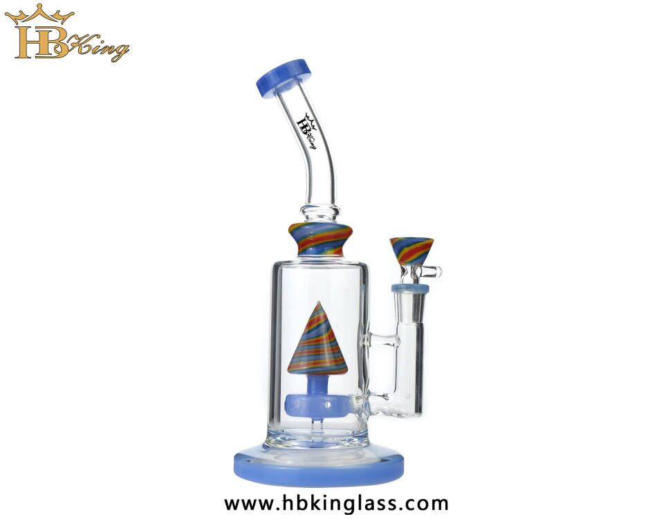 KR301 Bend Neck Bong With Swirl Pyramid Perc