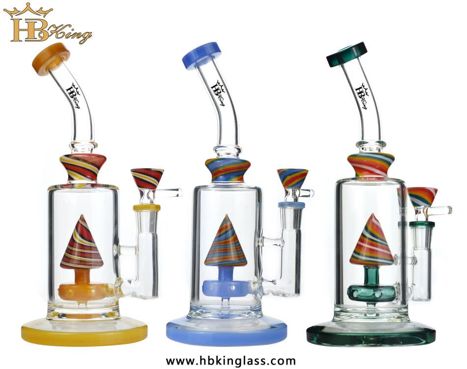 KR301 Bend Neck Bong With Swirl Pyramid Perc 3