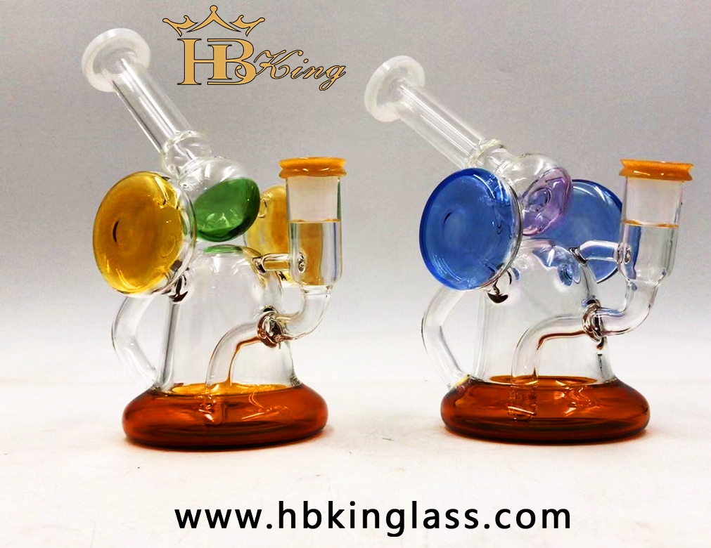 KT21 7.5-inch Double Chamber Colored Recycler Bong