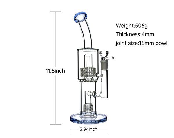 KR176 11.5-inch Straight Bong With Double Drum 4