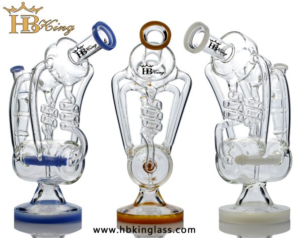 KR376 10.5' Inline Perc Triple Glass Recycler Bong 2