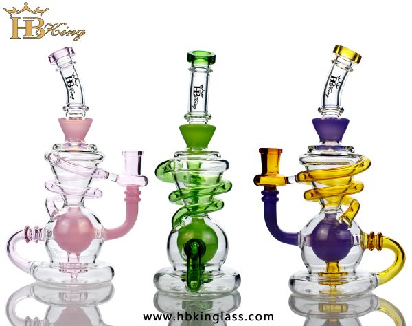 KR389 9-inch 2023 Newest Spiral Perc Recycler Bong 3