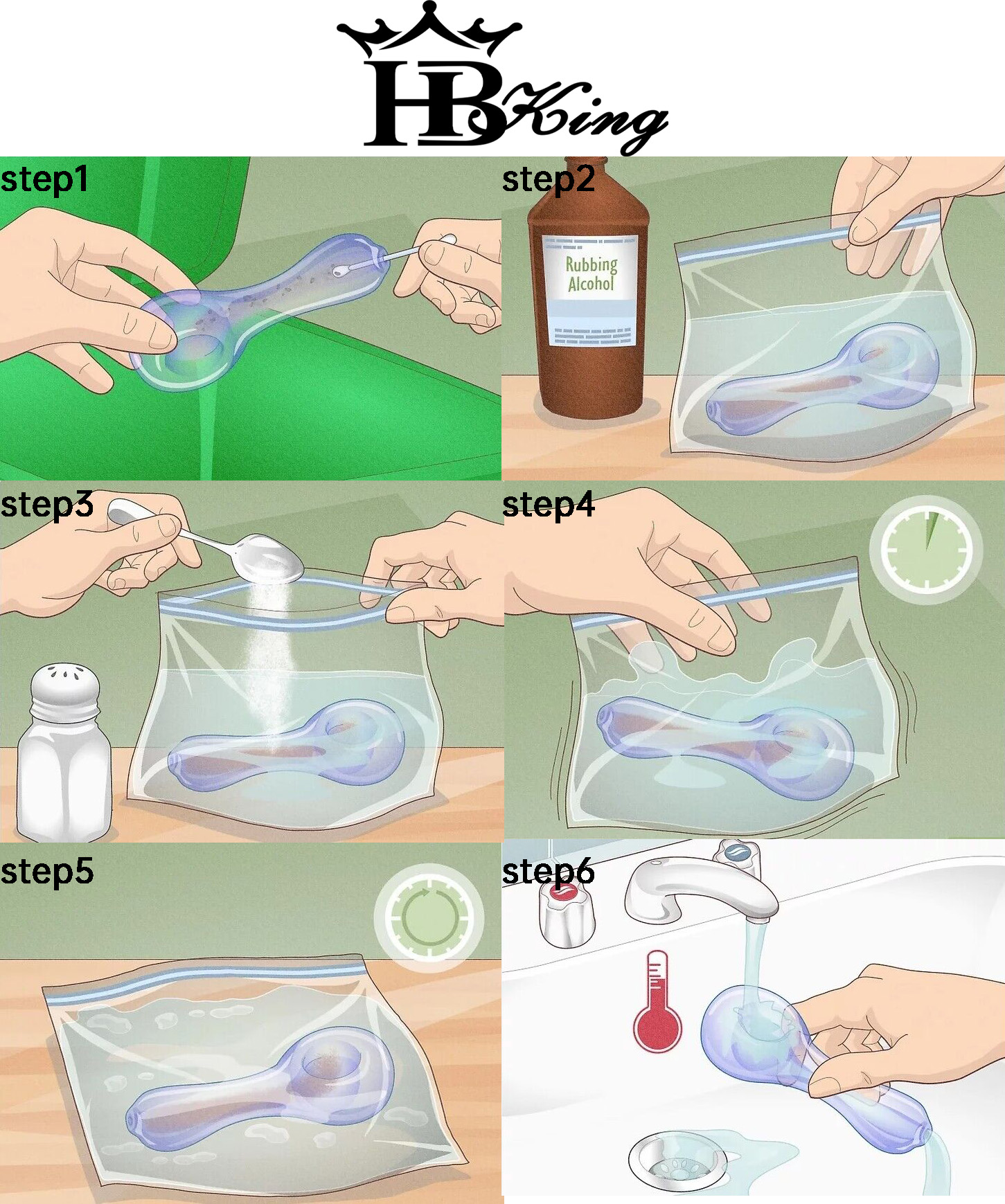 How to clean the glass water pipe