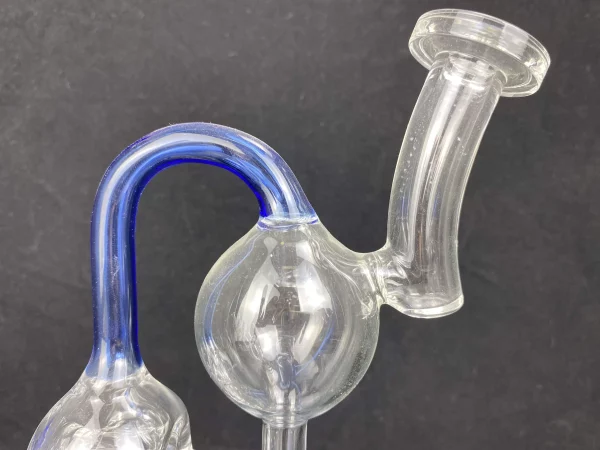 8-inch blue recycler bong Close-up of neck and mouth