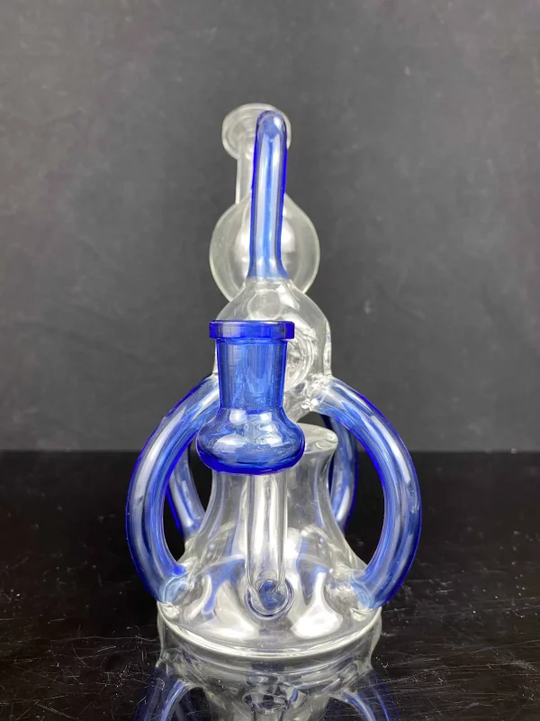 8-inch blue recycler bong back picture