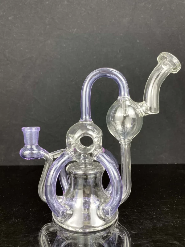 8-inch light blue recycler bong Side view