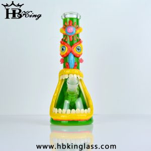 kq262 9.5inch 3D hand-painted luminous Beaker Base Glass Water Pipe