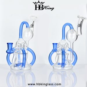 KR461 8incher light blue Recycler Glass Water Pipe