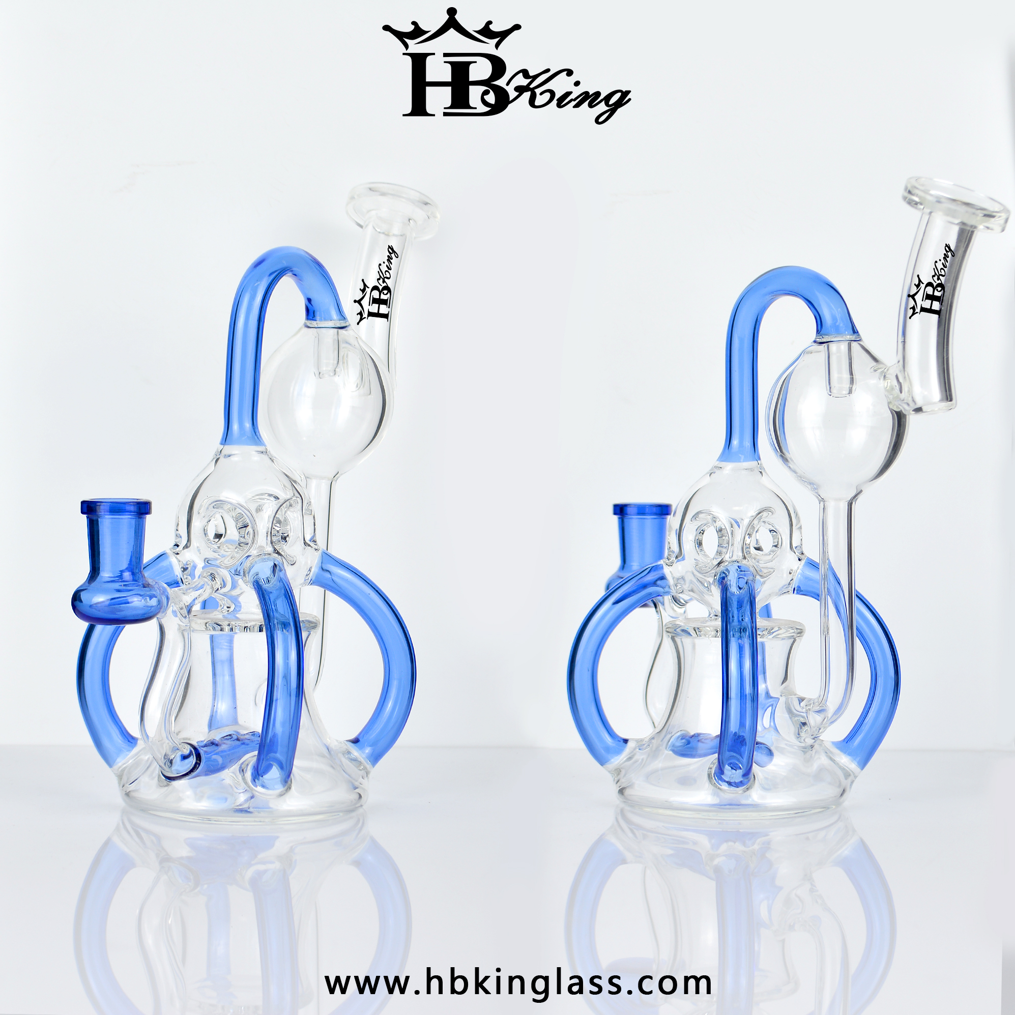 KR461 8incher light blue Recycler Glass Water Pipe