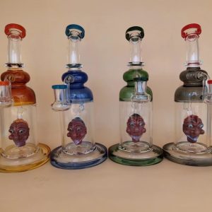Stunning HBKing KD76 Glass Bong - Top-Quality 10-inch Skull Perc Masterpiece