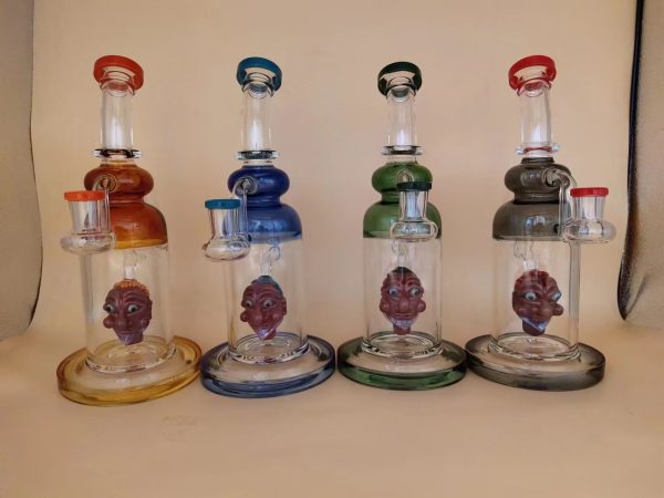 KD76 Stunning HBKing KD76 Glass Bong - Top-Quality 10-inch Skull Perc Masterpiece