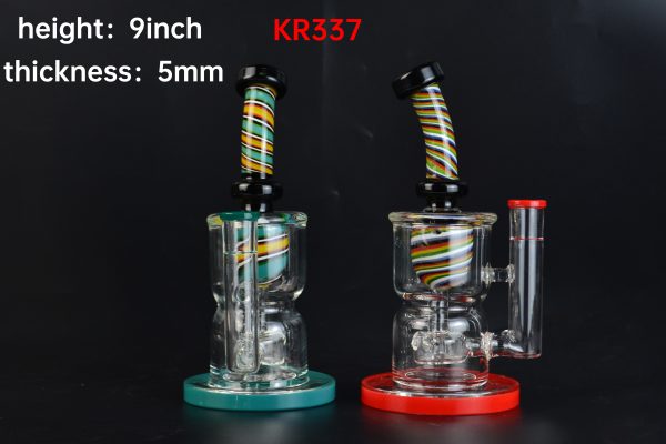 KR337 2 scaled Exquisite KR340 American Color Straight Bong with Watermelon Perc - 8-Inch