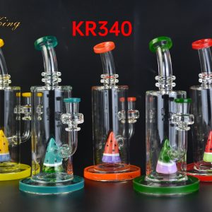 Exquisite KR340 American Color Straight Bong with Watermelon Perc - 8-Inch