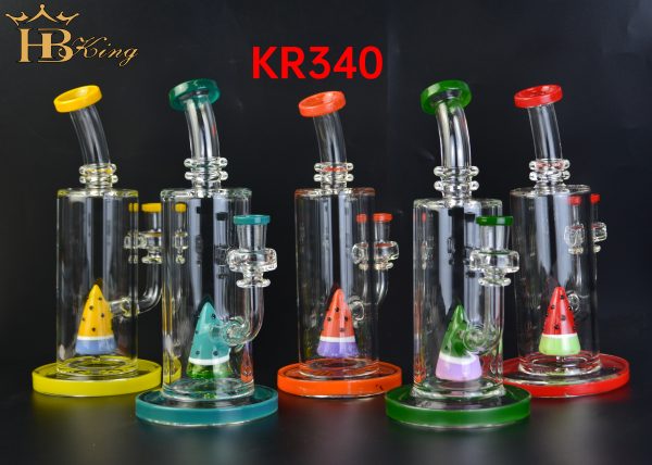 KR340 3 scaled Exquisite KR340 American Color Straight Bong with Watermelon Perc - 8-Inch