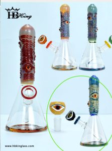 Hbking's Glass Bongs, Colorful Eyes Beaker Bongs