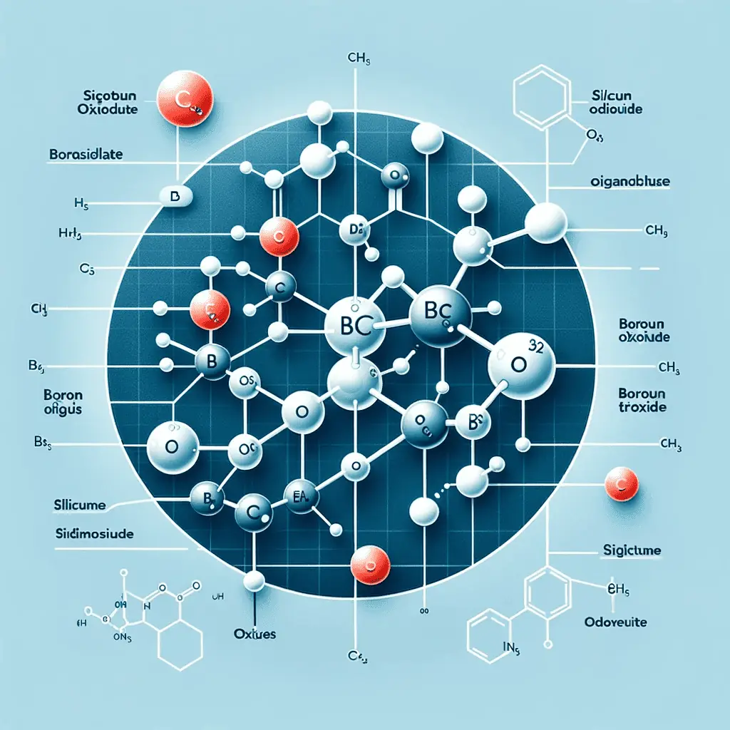 A diagram illustrating the composition of borosilicate glass