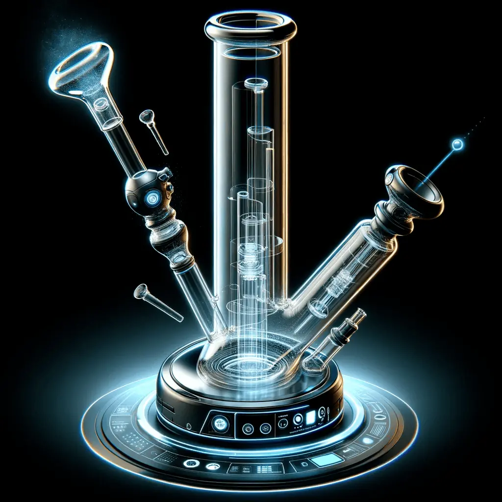 A futuristic-looking bong design, representing potential future innovations in borosilicate bong design