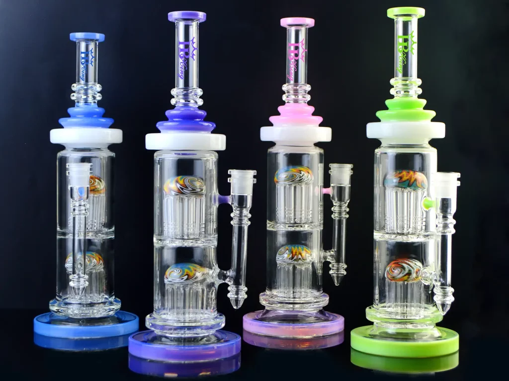 Three beautiful thick glass bongs