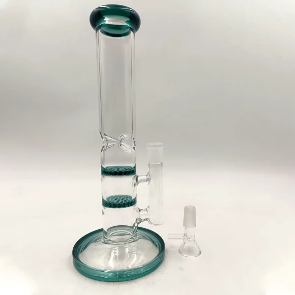 A green double honeycomb bong 1 Honeycomb Bong TP38: Dual Percs & Ice Catcher for Smooth Hits