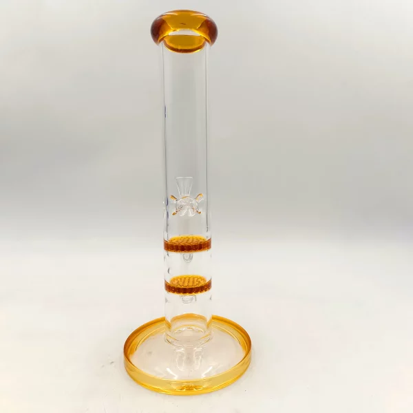 An orange double honeycomb bong 1 Honeycomb Bong TP38: Dual Percs & Ice Catcher for Smooth Hits