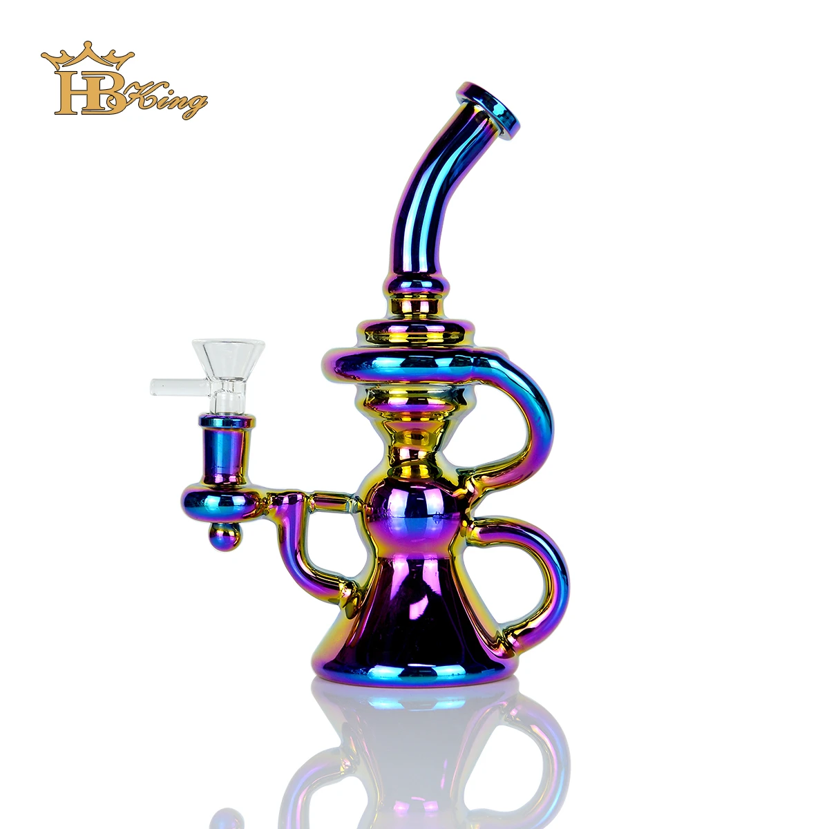 Complete display of the TP11 Iridescent Bong's elegant stature 2