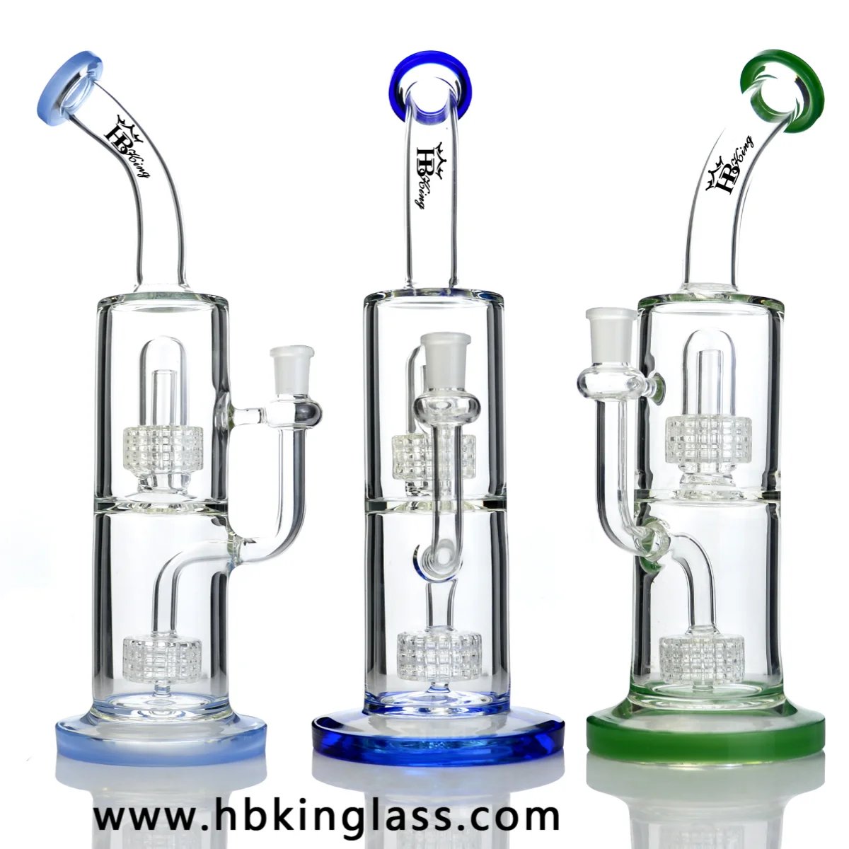 There are 3 Double Matrix Perc Bong in different colors